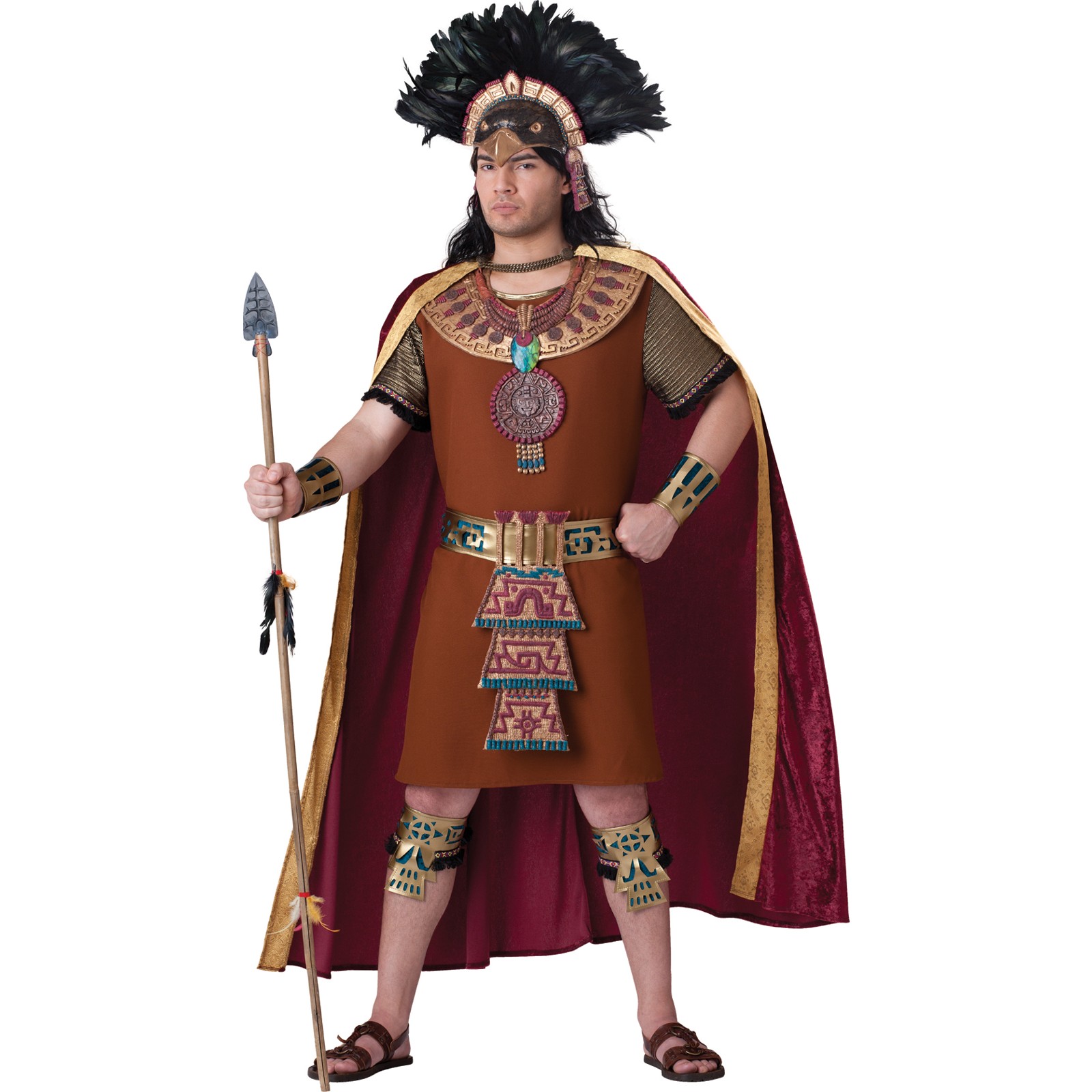 C905 Mayan King Native Indian Mens Wild West Warrior Halloween Costume